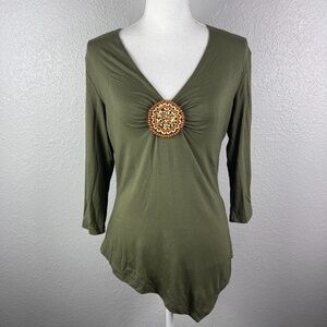 Olive Green Top‎ with beautiful bead detail